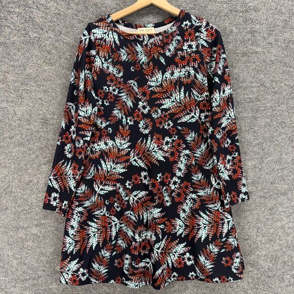 LK Luv Dress Women M Medium Black Floral Mini Short Long Sleeve Round Neck - Picture 1 of 7